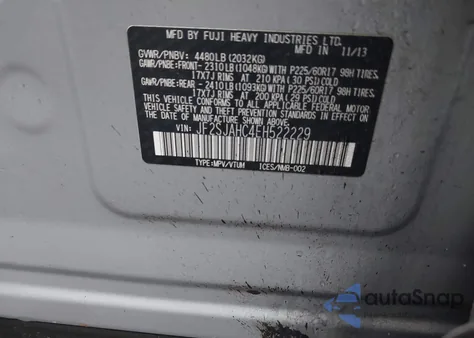 2014 Subaru Forester 2.5I Limited из США, поврежденный, VIN JF2SJAHC4EH522229